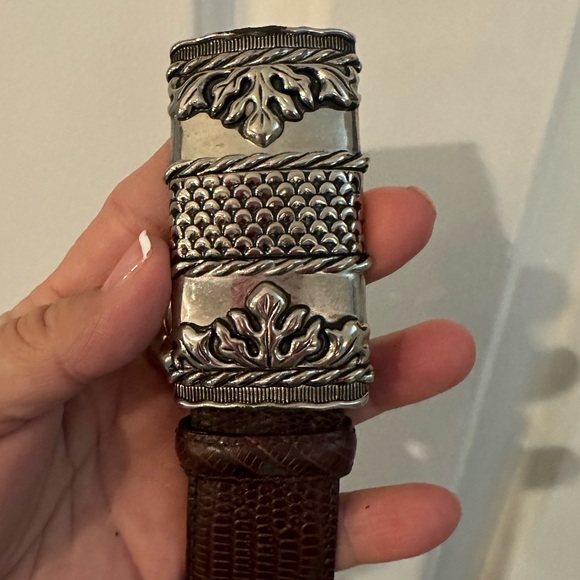 Vintage Captiva USA Brown Leather Belt w/ Large Silver Buckle. - Picture 4 of 9